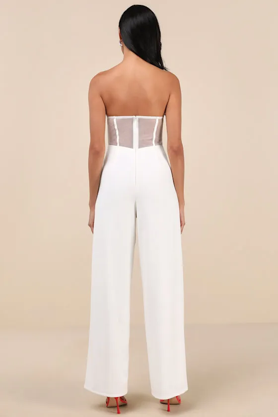 Remarkable Energy White Floral Embroidered Strapless Jumpsuit sold by Lulus product image thumbnail 2