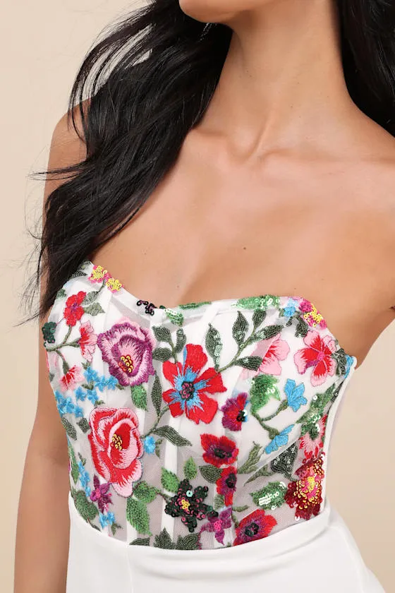 Remarkable Energy White Floral Embroidered Strapless Jumpsuit sold by Lulus product image thumbnail 4