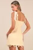 Lovable Aesthetic Light Yellow Embroidered Tie-Strap Mini Dress sold by Lulus