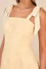 Lovable Aesthetic Light Yellow Embroidered Tie-Strap Mini Dress sold by Lulus