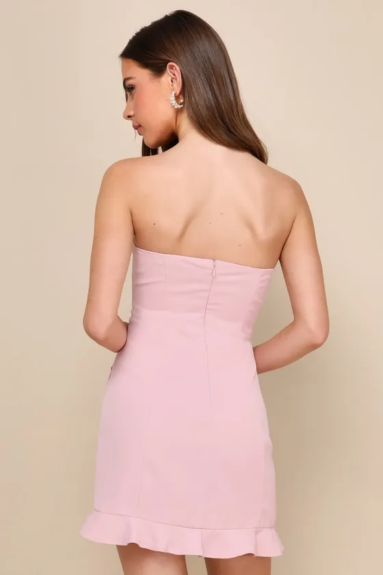 Stylish Status Blush Pink Strapless Ruffled Mini Dress sold by Lulus product image thumbnail 2