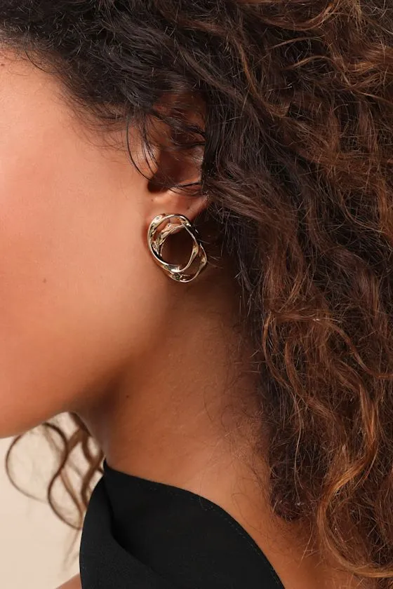 Fariha Gold Double Layered Hoop Earrings sold by Lulus