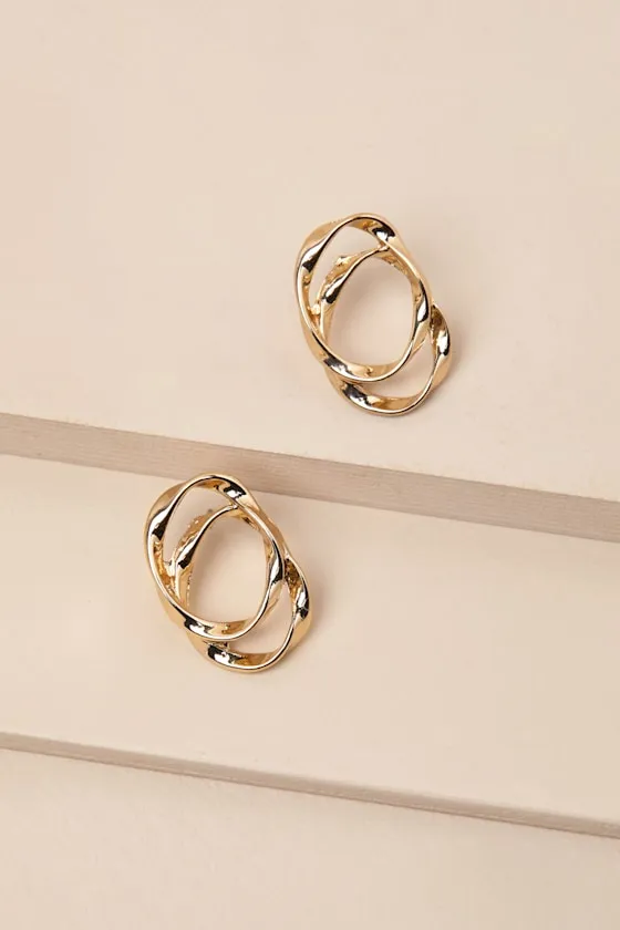 Fariha Gold Double Layered Hoop Earrings sold by Lulus product image thumbnail 2