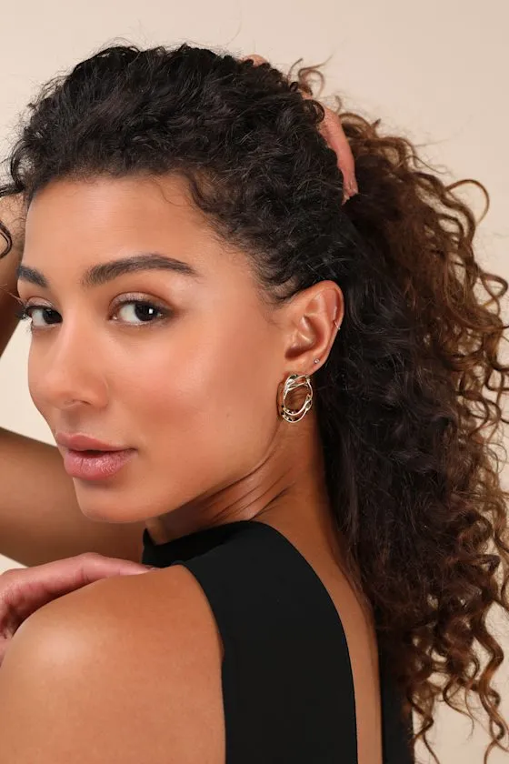 Fariha Gold Double Layered Hoop Earrings sold by Lulus product image thumbnail 3