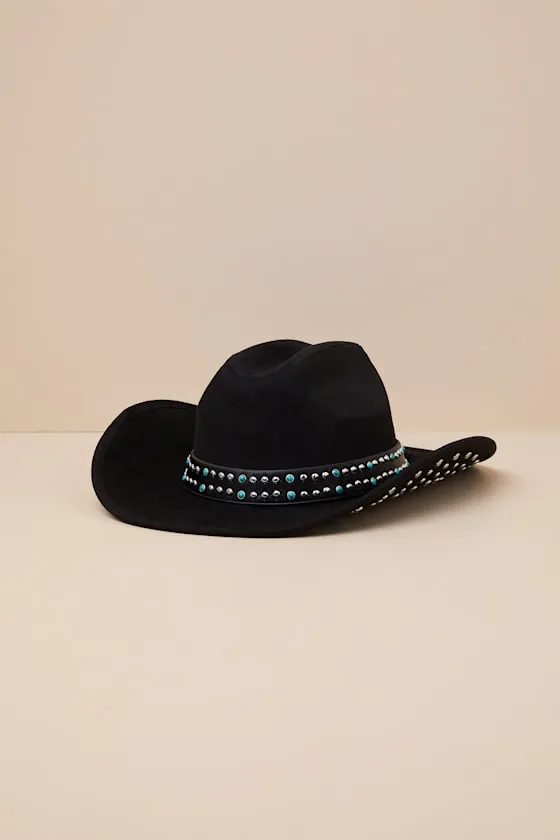 Fabron Black Turquoise Studded Western Hat sold by Lulus product image thumbnail 4