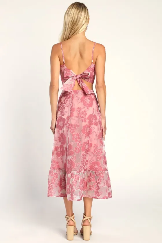 Certainly Stylish Mauve Pink Burnout Floral Two-Piece Midi Dress sold by Lulus product image thumbnail 2