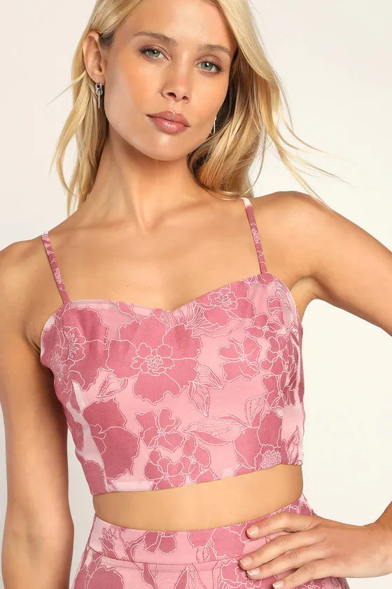 Certainly Stylish Mauve Pink Burnout Floral Two-Piece Midi Dress sold by Lulus product image thumbnail 3