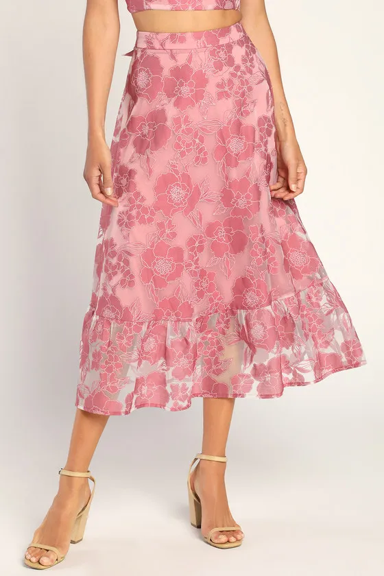 Certainly Stylish Mauve Pink Burnout Floral Two-Piece Midi Dress sold by Lulus product image thumbnail 4