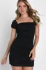 Sensational Instincts Black Mesh Ruched Bodycon Mini Dress sold by Lulus