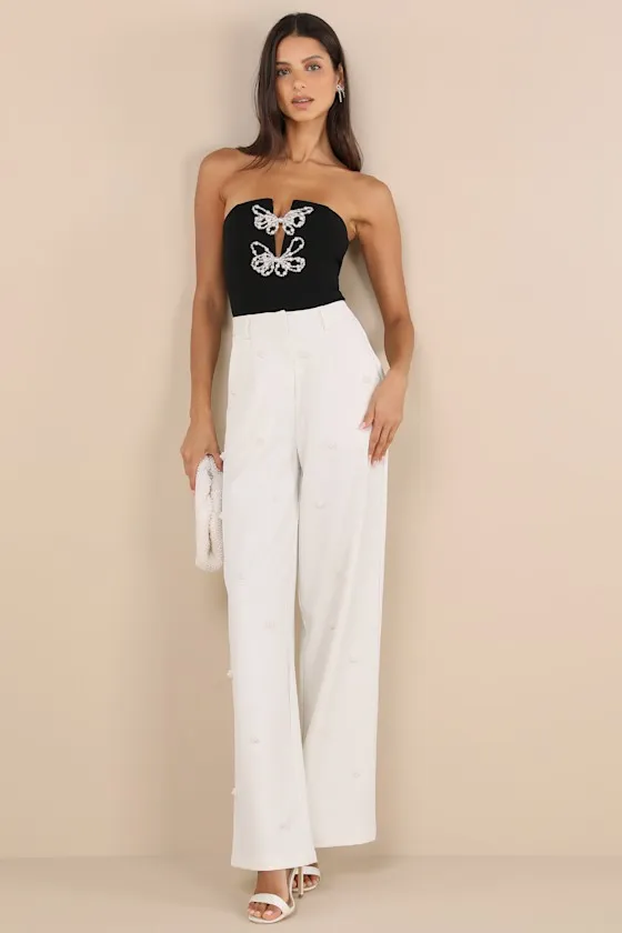 Charmed Impression Black Pearl Beaded Strapless Bodysuit sold by Lulus product image thumbnail 2