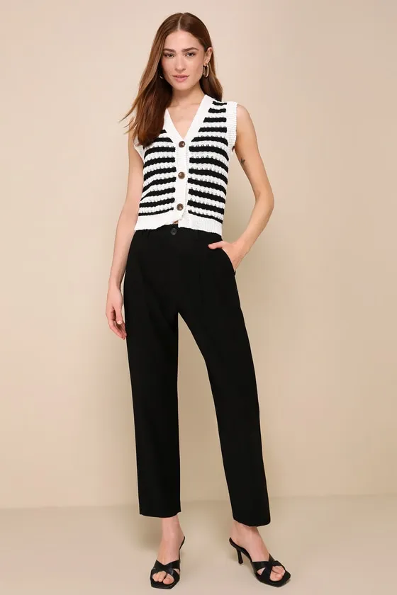 Stylish Instinct Ivory Striped Crochet Button-Front Sweater Top sold by Lulus product image thumbnail 2