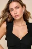 Cutest Flirt Black Mesh Ruffled Swiss Dot Bustier Tank Top sold by Lulus