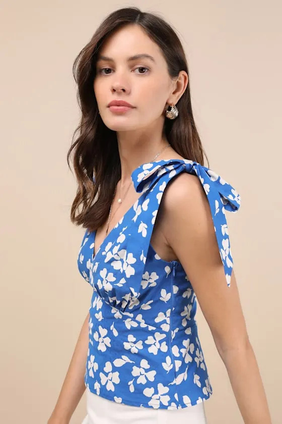 Violet Blue Floral Tie-Strap Tank Top sold by Lulus product image thumbnail 4