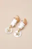 Tarka White and Gold Seashell Drop Earrings sold by Lulus