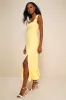 Summer Invite Yellow Tie-Strap Tiered Midi Dress sold by Lulus