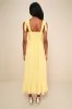 Summer Invite Yellow Tie-Strap Tiered Midi Dress sold by Lulus
