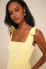 Summer Invite Yellow Tie-Strap Tiered Midi Dress sold by Lulus