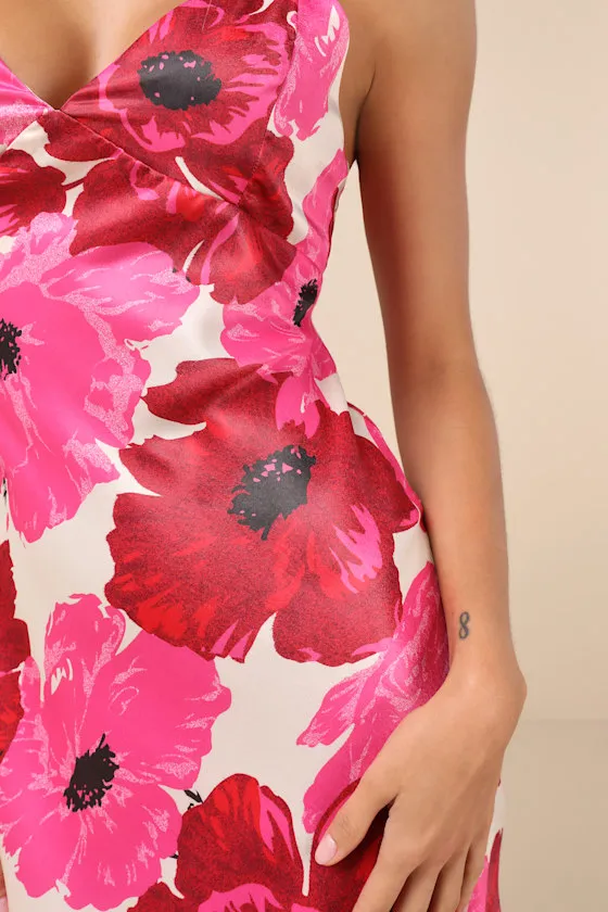 Adina White Multi Floral Sleeveless Slip Midi Dress sold by Lulus product image thumbnail 4