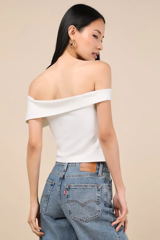 Lorina White Asymmetrical Off-the-Shoulder Top sold by Lulus product image thumbnail 3