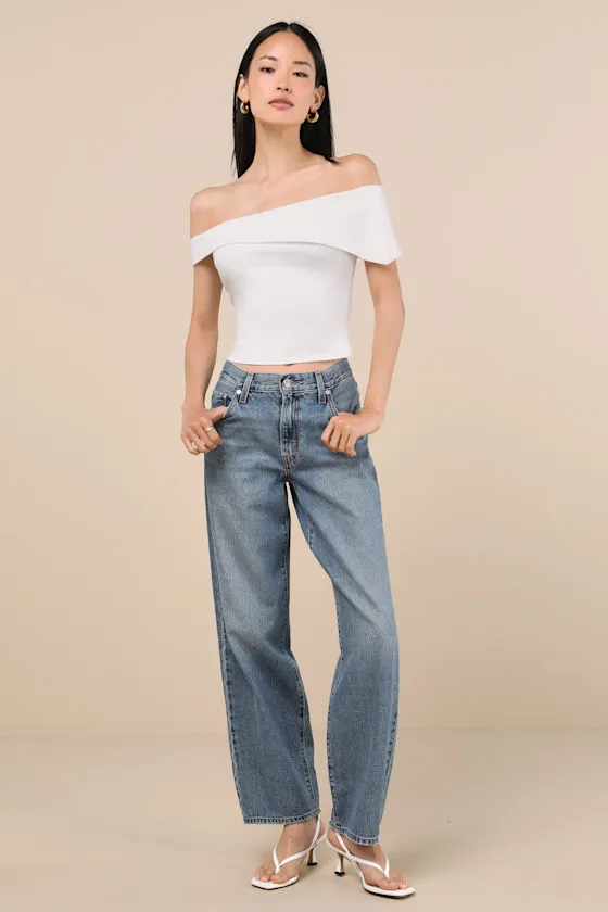 Lorina White Asymmetrical Off-the-Shoulder Top sold by Lulus product image thumbnail 4