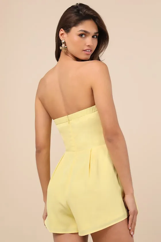 Inez Light Yellow Tie-Front Romper sold by Lulus product image thumbnail 2