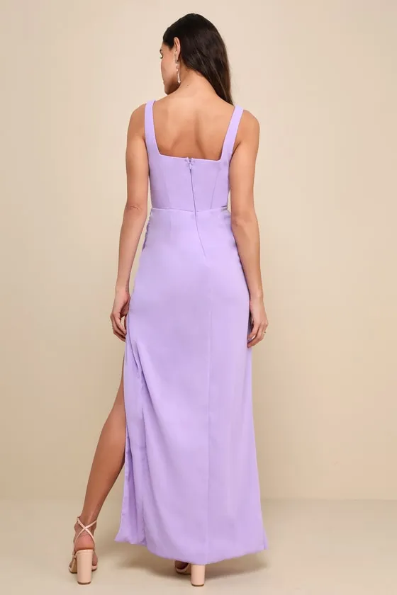 Glamorous Disposition Lavender Ruched Maxi Dress sold by Lulus product image thumbnail 2