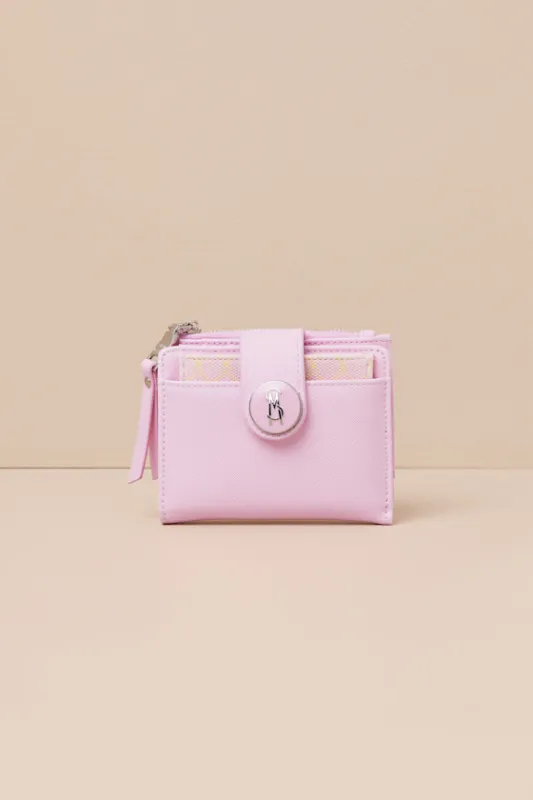 Madwen Pink Vegan Leather Bifold Wallet made by Steve Madden