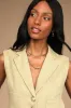 Perfect Company Olive Tweed Sleeveless Cropped Blazer sold by Lulus