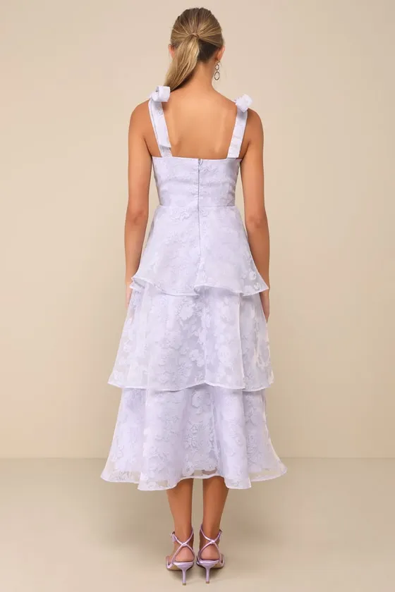 Glamorous Sweetie Lavender Burnout Tie-Strap Bustier Midi Dress sold by Lulus product image thumbnail 2