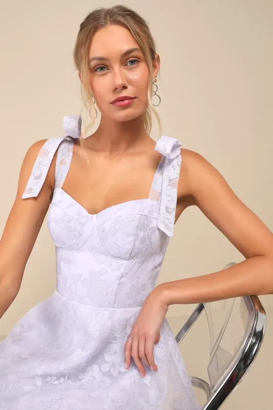 Glamorous Sweetie Lavender Burnout Tie-Strap Bustier Midi Dress sold by Lulus product image thumbnail 3