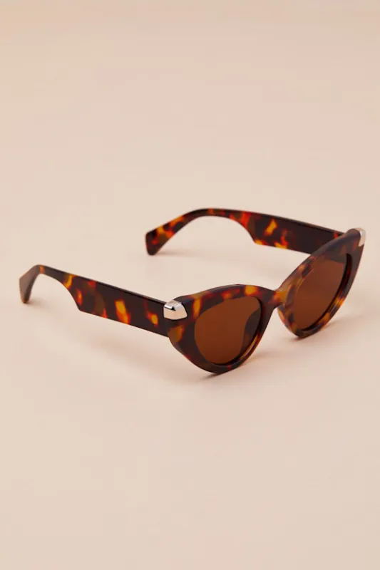 Susana Brown Tortoise Cat-Eye Sunglasses sold by Lulus