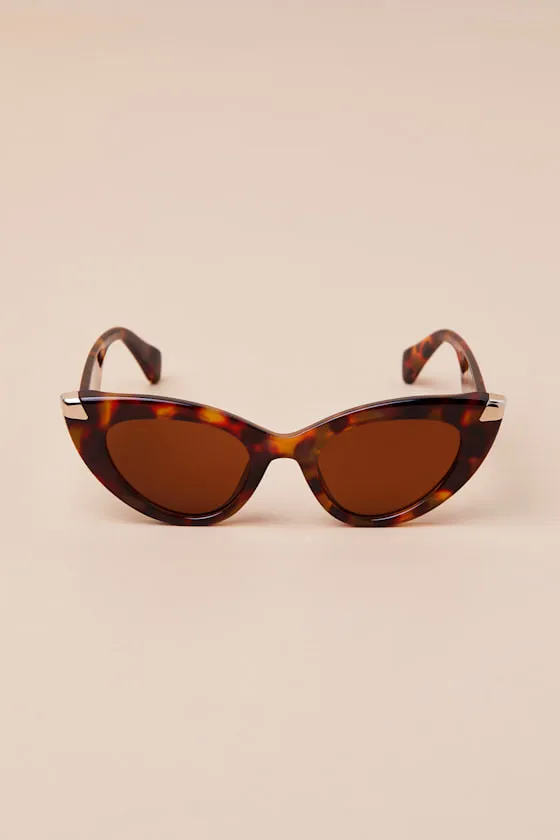 Susana Brown Tortoise Cat-Eye Sunglasses sold by Lulus product image thumbnail 2