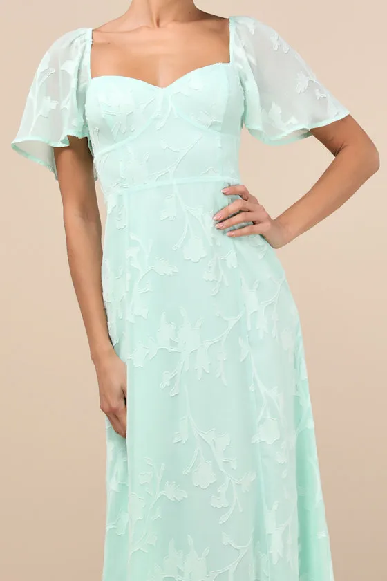 Tailor Made For You Mint Green Jacquard Lace-Up Maxi Dress sold by Lulus product image thumbnail 3