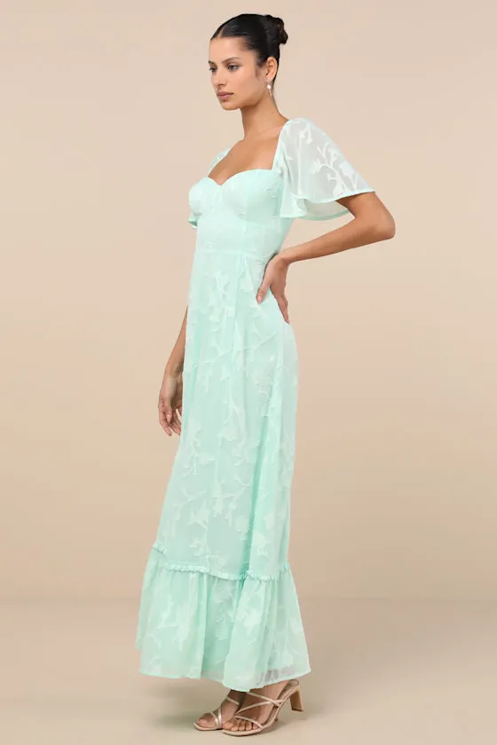 Tailor Made For You Mint Green Jacquard Lace-Up Maxi Dress sold by Lulus product image thumbnail 4