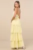 Reed Light Yellow Tiered Lace Maxi Dress sold by Lulus