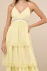 Reed Light Yellow Tiered Lace Maxi Dress sold by Lulus