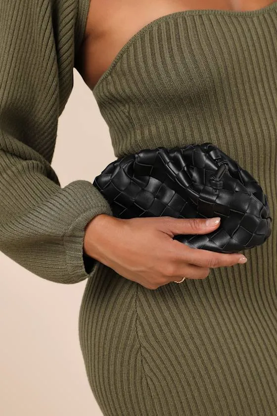 Inclined to Impress Black Woven Pouch Handbag sold by Lulus product image thumbnail 2