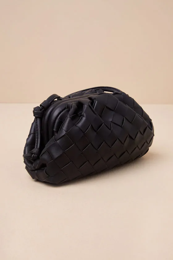Inclined to Impress Black Woven Pouch Handbag sold by Lulus product image thumbnail 3