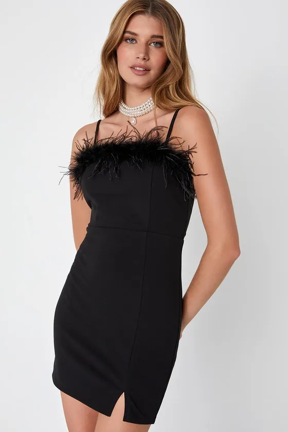 Fabulous Approach Black Sleeveless Feather Bodycon Mini Dress sold by Lulus product image thumbnail 4
