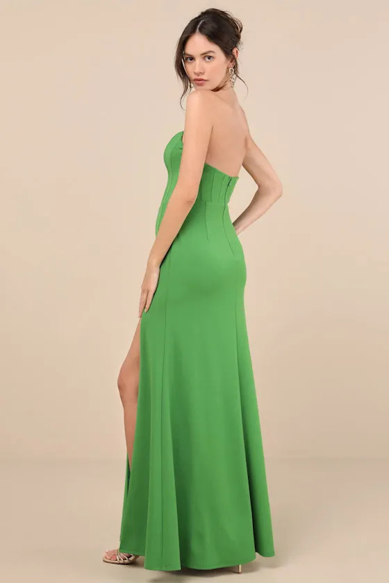 Passionate Admiration Green Strapless Bustier Maxi Dress sold by Lulus product image thumbnail 2