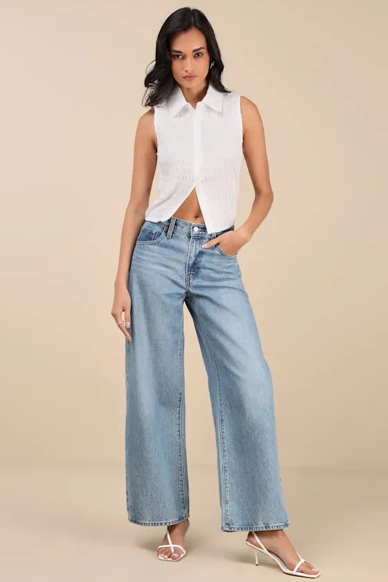 Ellema White Textured Sleeveless Collared Top sold by Lulus product image thumbnail 3