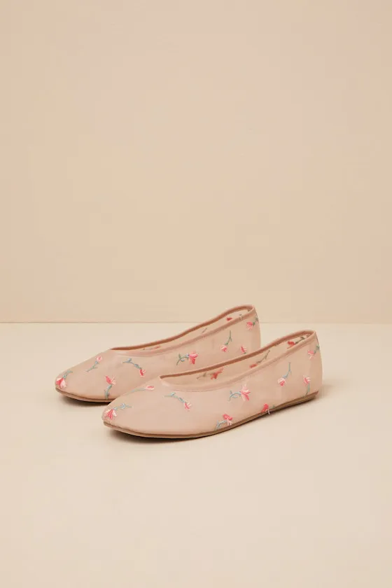 Idony Dark Nude Floral Mesh Ballet Flats sold by Lulus product image thumbnail 2