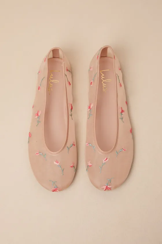Idony Dark Nude Floral Mesh Ballet Flats sold by Lulus product image thumbnail 4