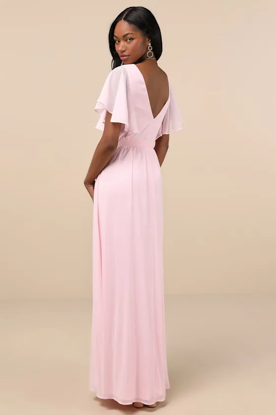 Convincing Grace Light Blush Flutter Sleeve Wrap Maxi Dress sold by Lulus product image thumbnail 2