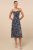 Party in Paris Navy Blue Print Tie-Strap Midi Dress sold by Lulus