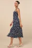 Party in Paris Navy Blue Print Tie-Strap Midi Dress sold by Lulus