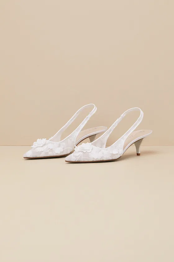 SB-Dian Ivory 3D Floral Pointed-Toe Slingback Pumps sold by Lulus
