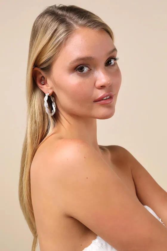 Simply Pristine Silver Rhinestone Hoop Earrings sold by Lulus product image thumbnail 3