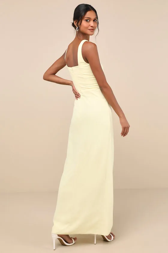 Glamorous Disposition Light Yellow Ruched Maxi Dress sold by Lulus product image thumbnail 2