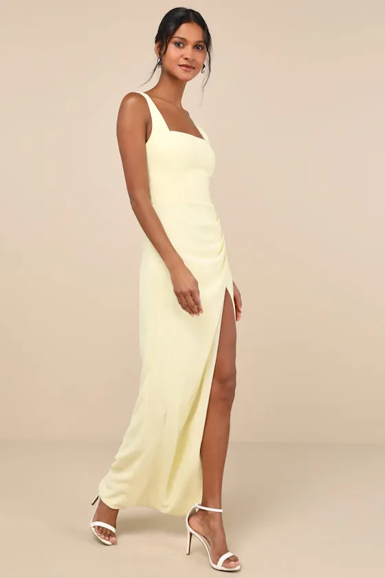 Glamorous Disposition Light Yellow Ruched Maxi Dress sold by Lulus product image thumbnail 3